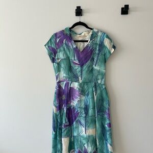 BGN (italian vintage) Floral Green and Purple Dress.